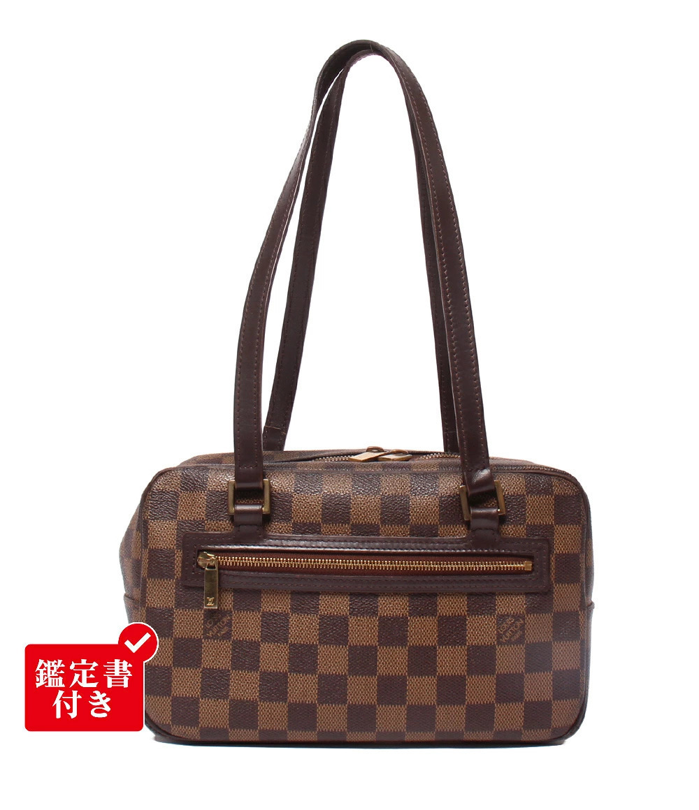 Louis Vuitton Cite Damier Shoulder Bag Canvas Leather Ebene Brown